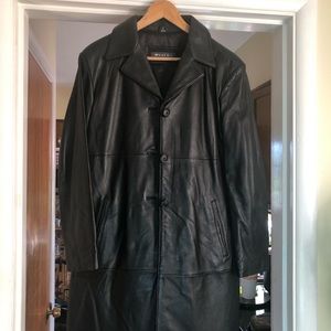 Nice like new black 3/4 length genuine leather coat in great shape!
